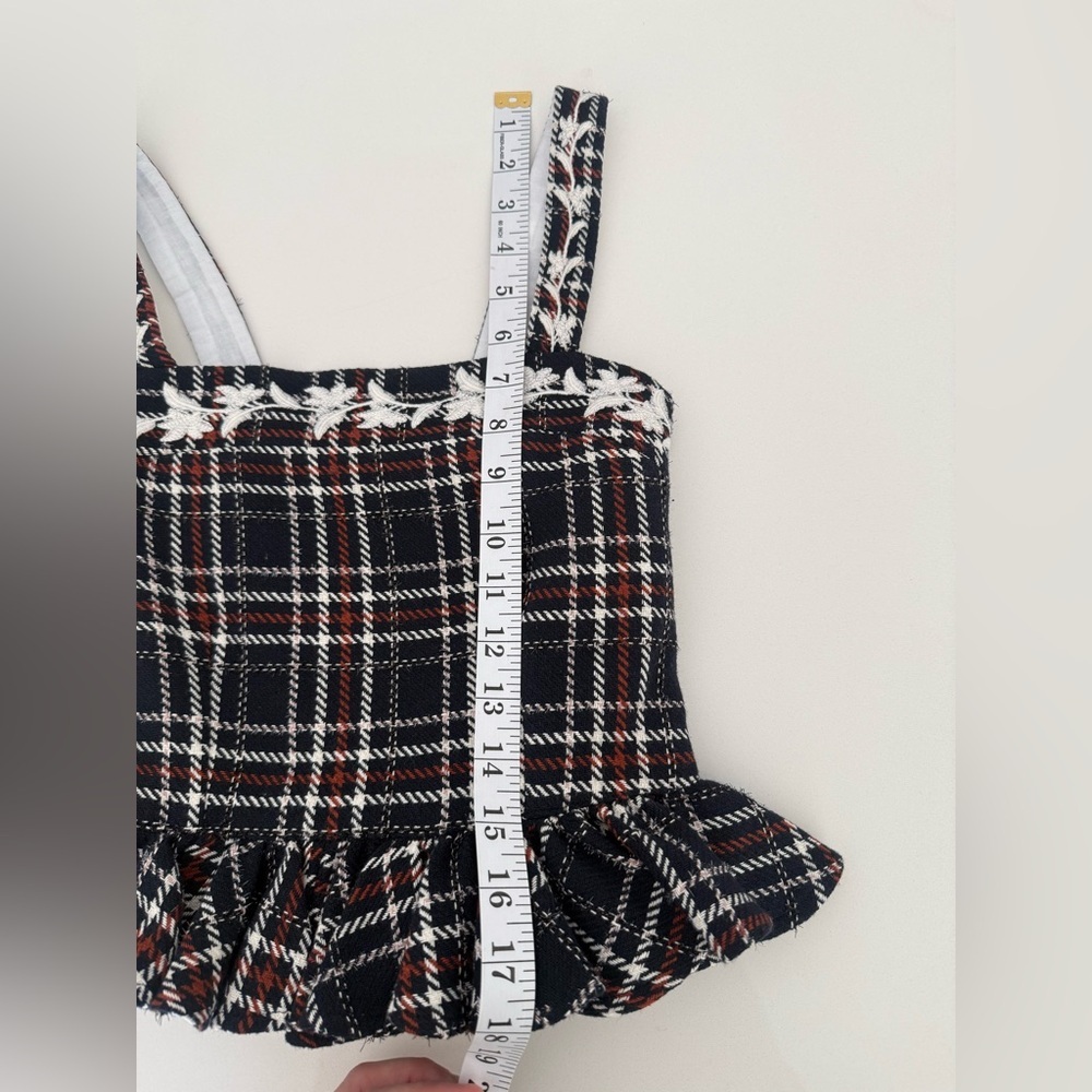 NWT Fanm Mon Navy Plaid Tweed Ruffle Skirt Set - Picture 11 of 15